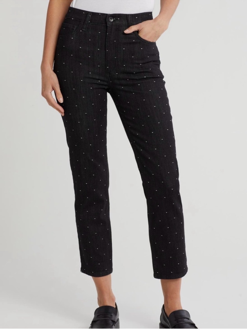 NWOT Rag & Bone Fern High-Rise Slim Jeans Black Dot Polka Dot Denim Women's 28